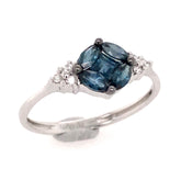 14 Karat White Gold Ring w/ 5 Sapphires and Diamonds - Sz 6